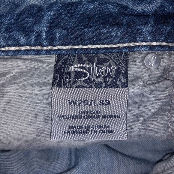 Silver SUKI Flap 17" Jeans Tag Size 29 X 33 (Measures 30 X 33) Pockets Stretch - Picture 8 of 11